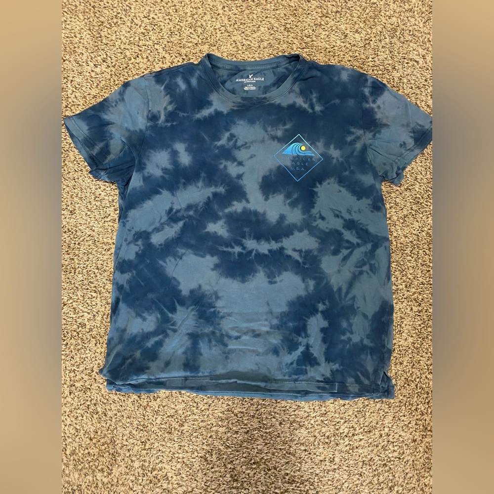 Men’s Blue Tie-Dye American Eagle Tshirt, Size L